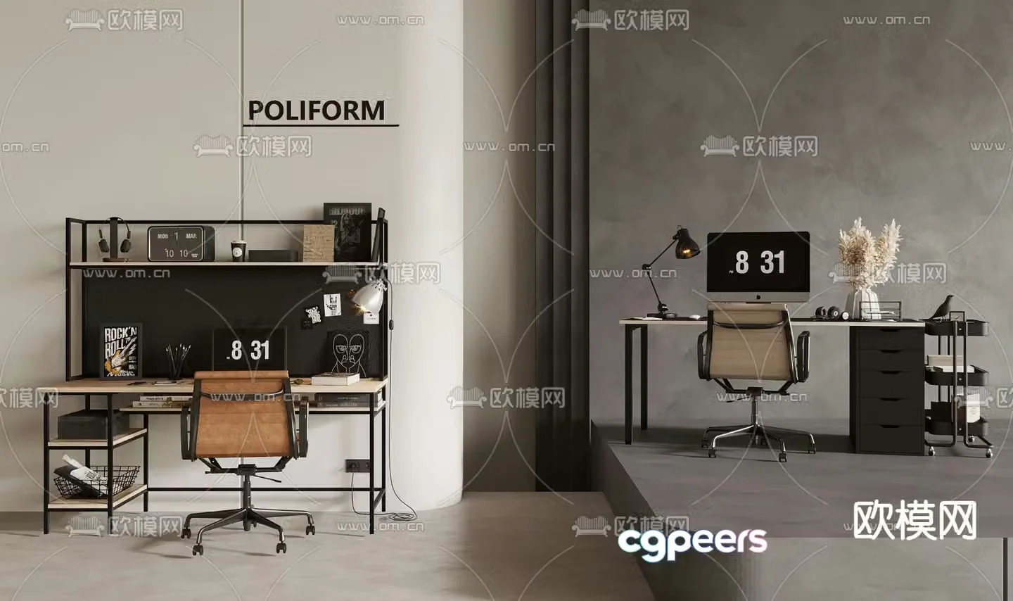 E-sports table and chairs book seat 3d model