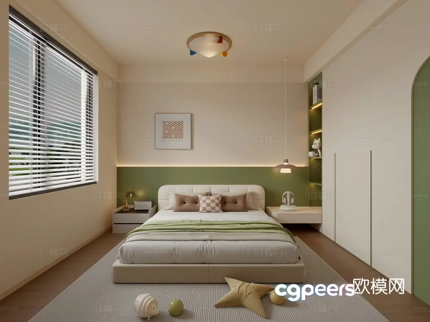 Modern creamy style children’s room 3d model