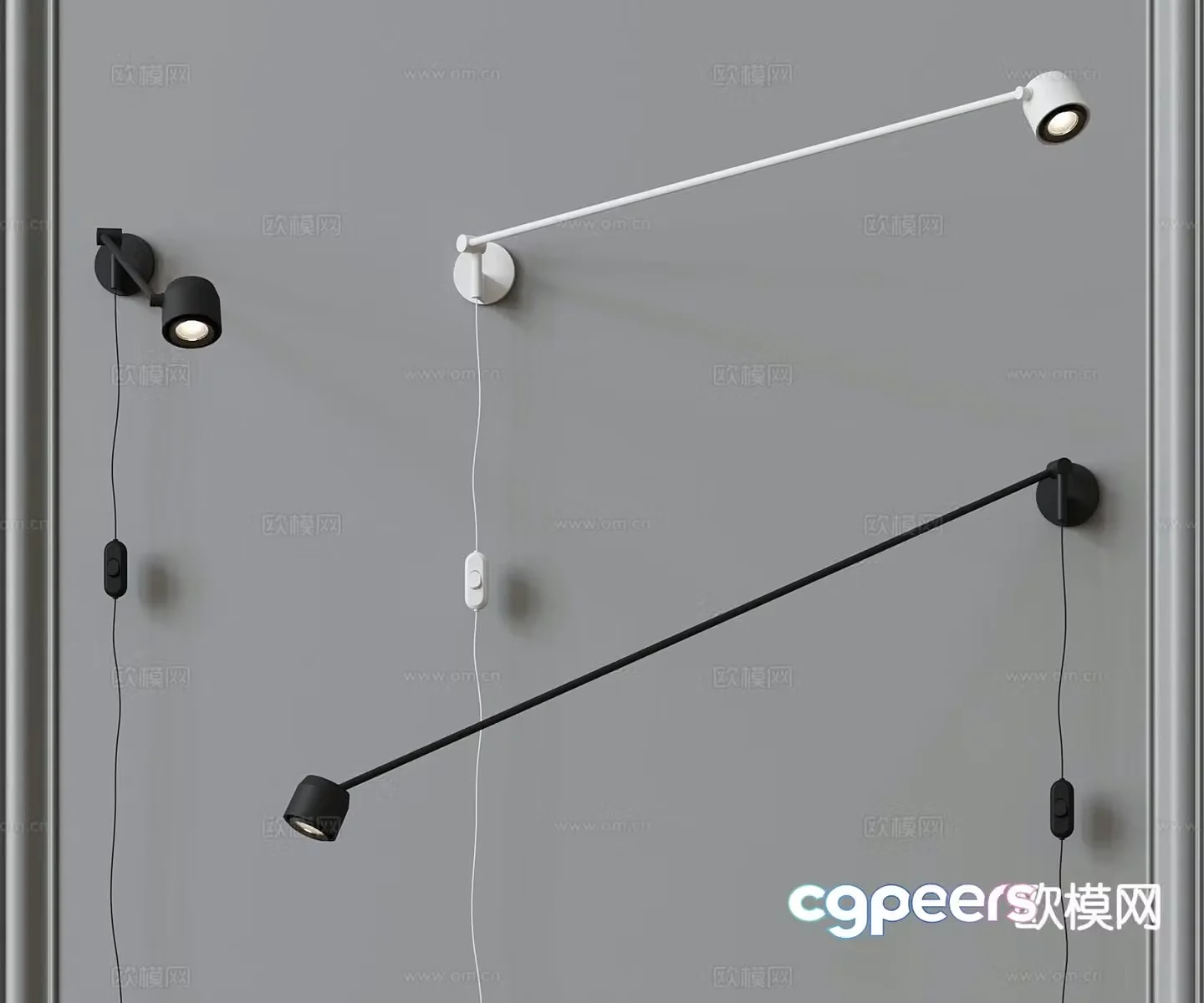 Modern wall light metal wall light rocker wall light 3d model
