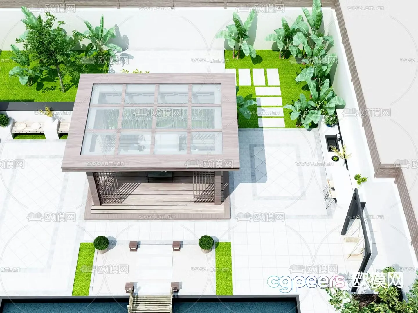Courtyard landscape garden 3d model