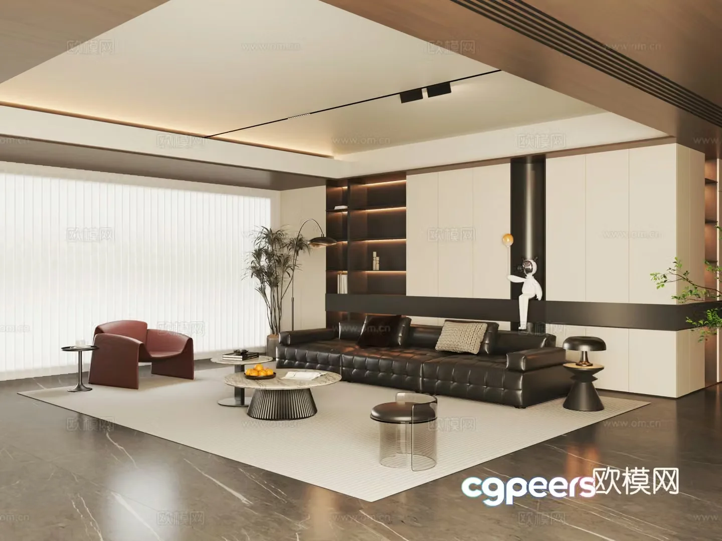 Modern Italian living room Home living room Sofa coffee table combination 3D model