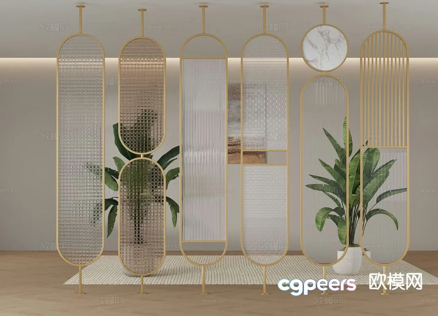 French metal partition Changhong glass partition 3D model