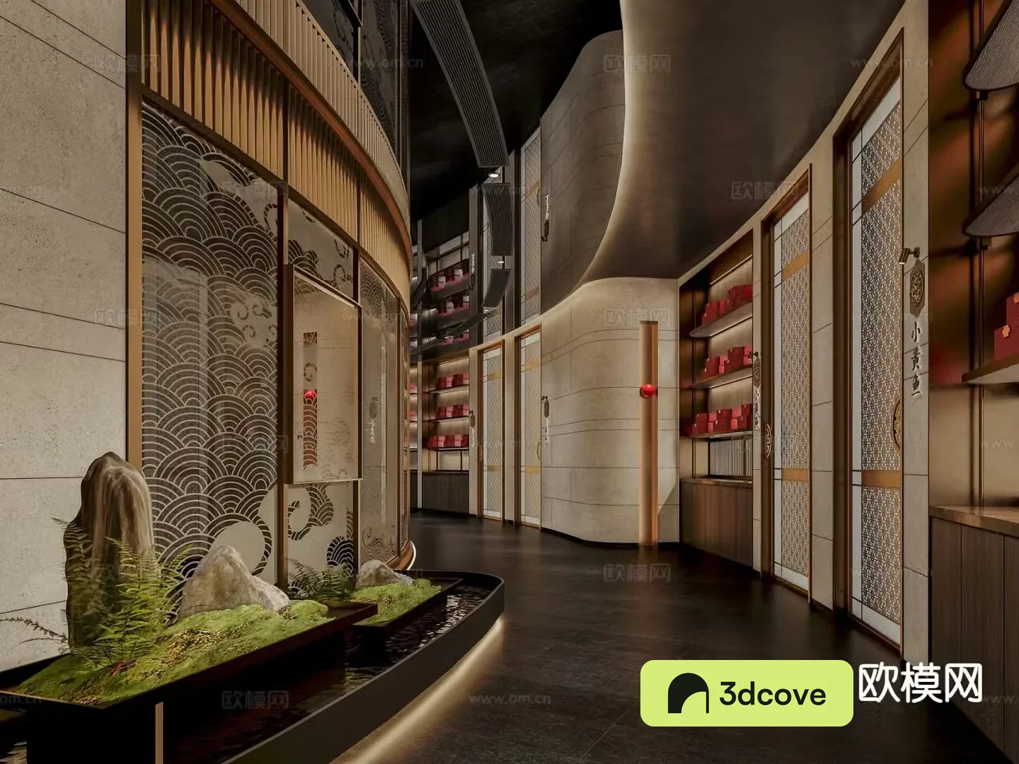New Chinese style aisle curved corridor