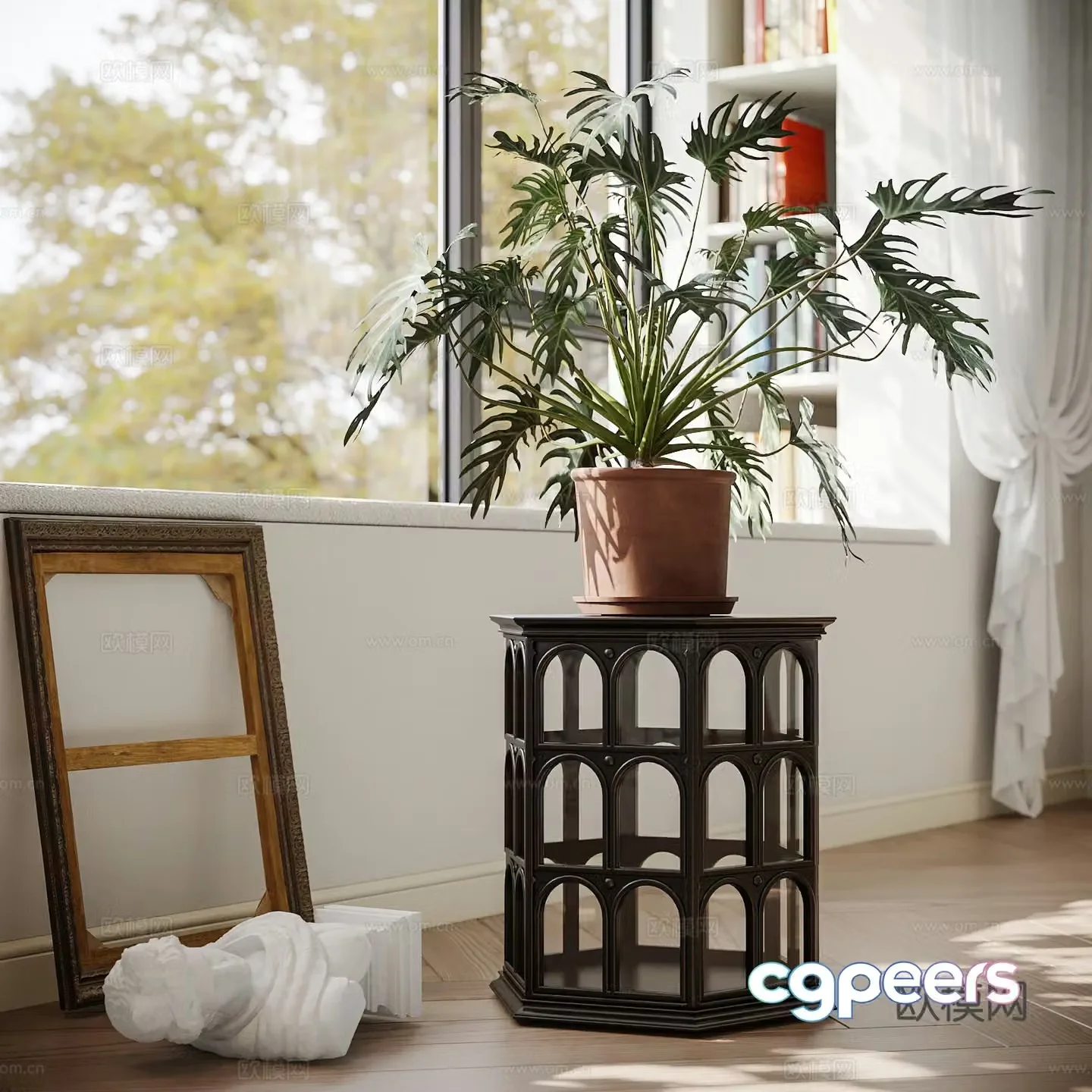 Green plant potted plants retro side angle 3D model