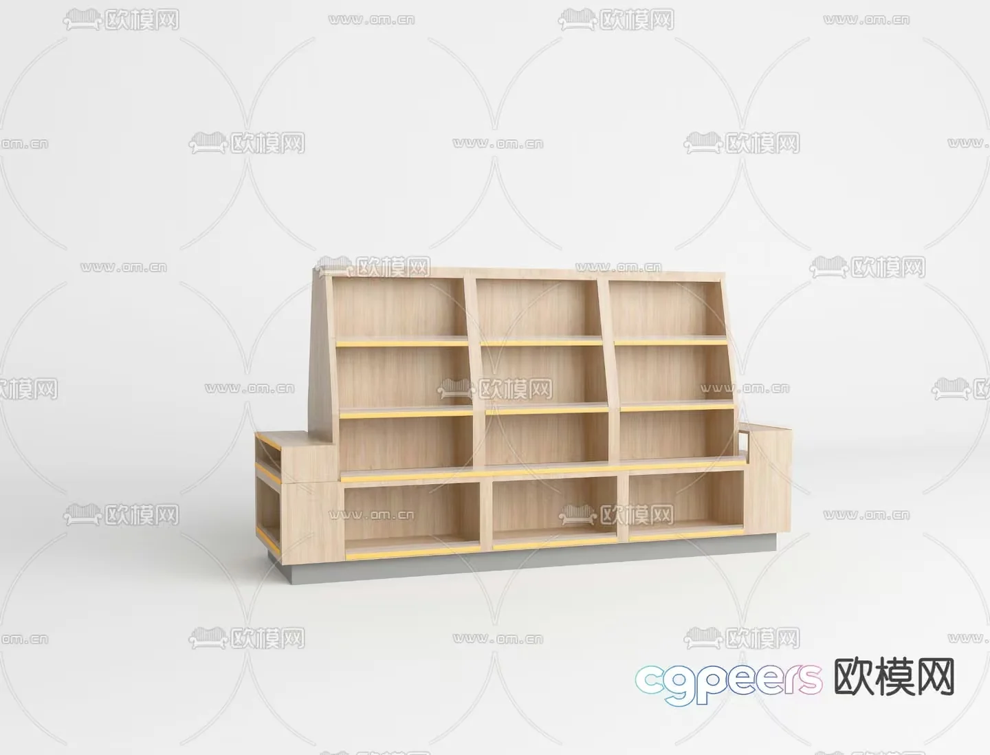 A Wooden Bookshelf 3D Model – 7307 – VRAY Render