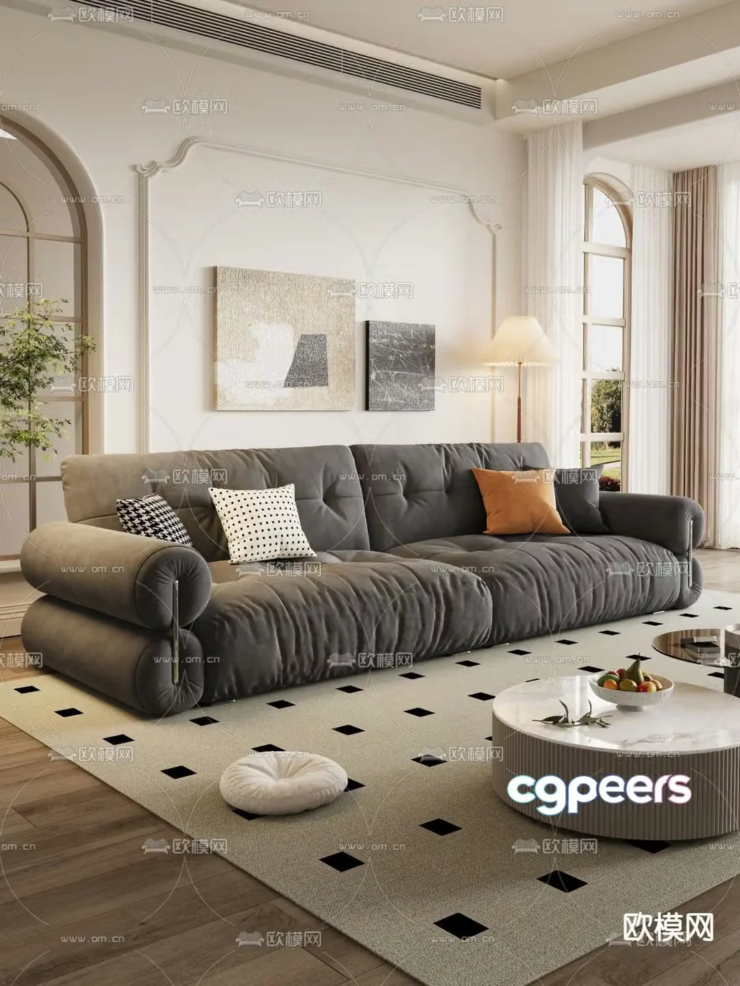 Simple multiplayer sofa piece 3d model