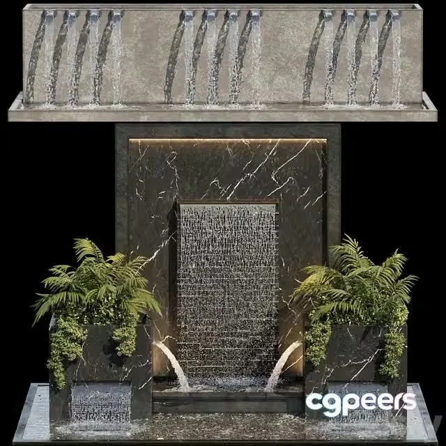 3ds Max Free – Waterfall fountains cascade 04
