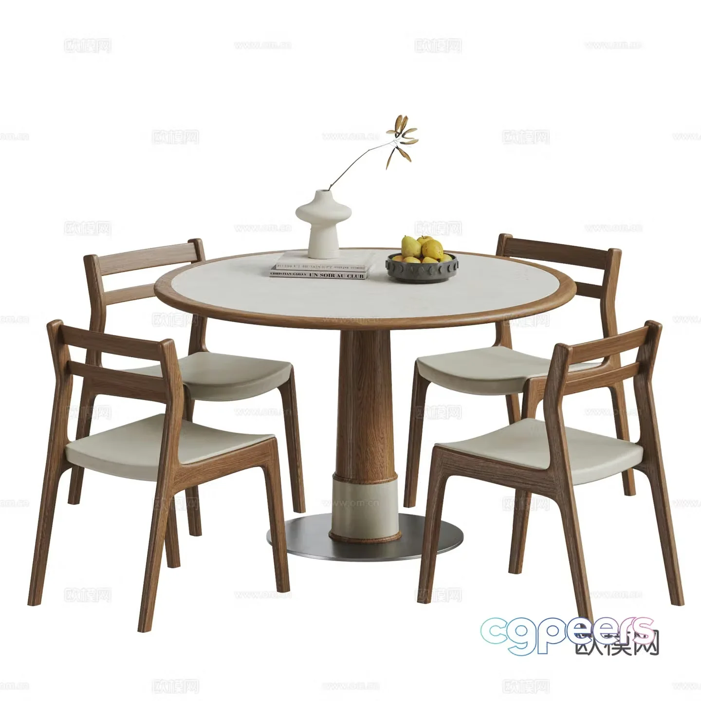 Modern dining table and chair combination 3D model