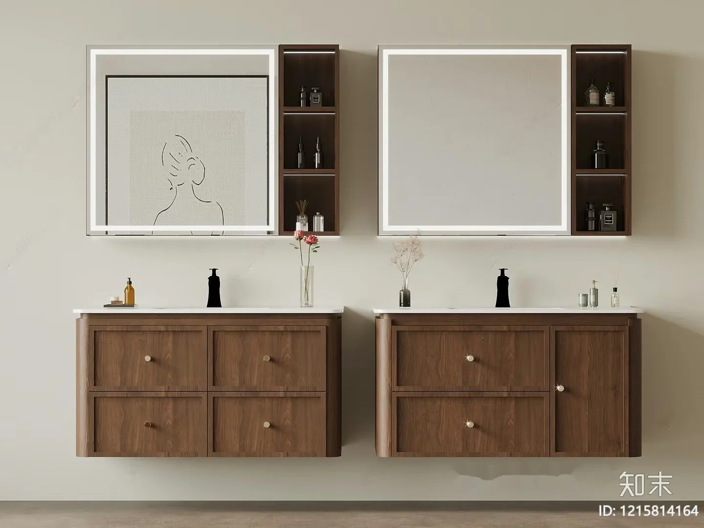 A Bathroom Vanity With A Mirror 3D Model – 13769 – VRAY Render