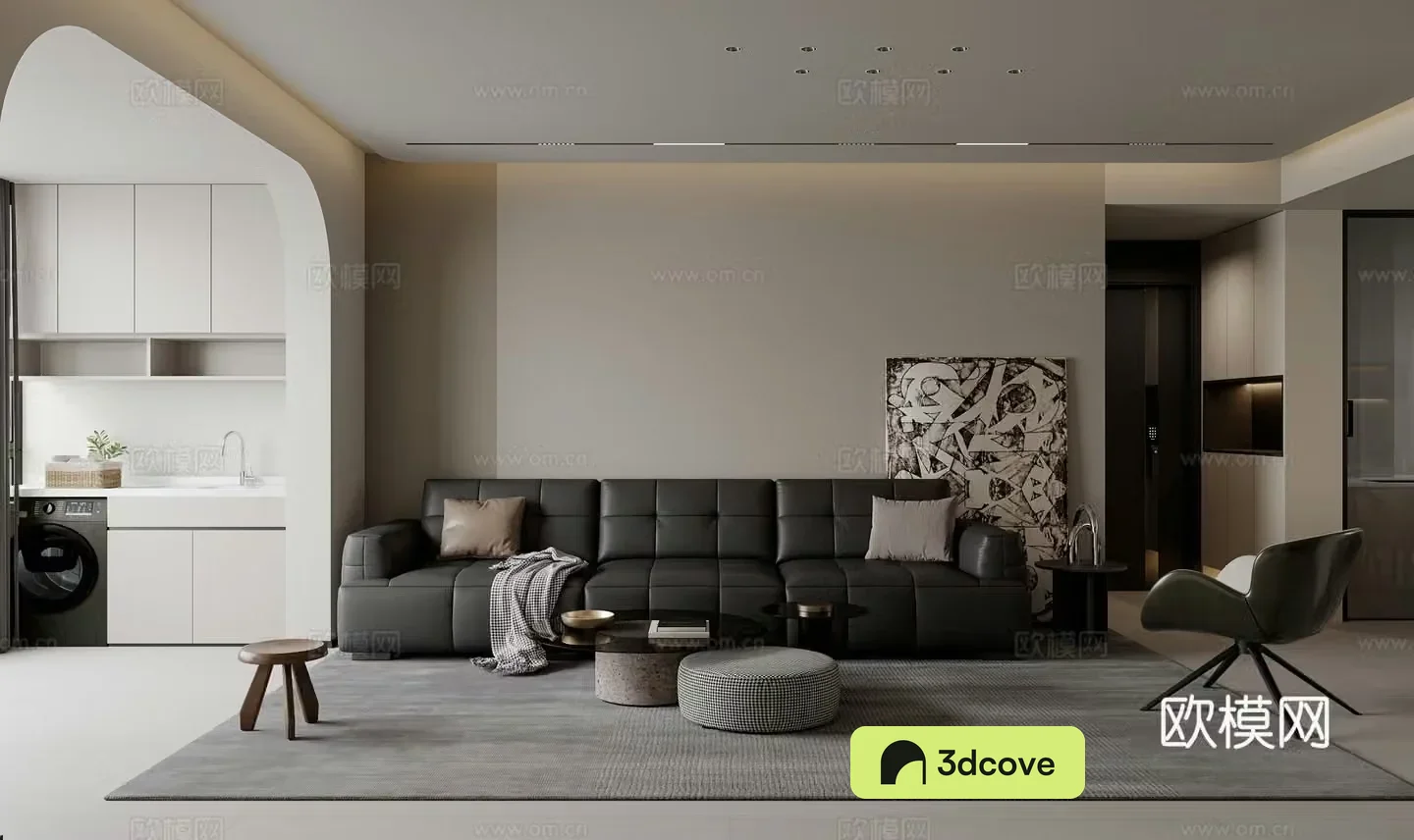 Modern living and dining room
