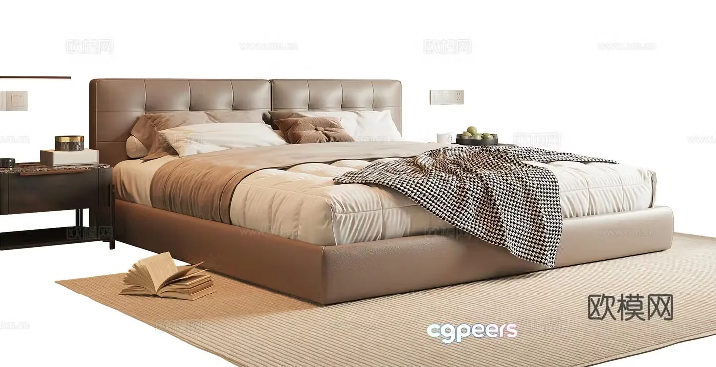 Italian double bed 3d model