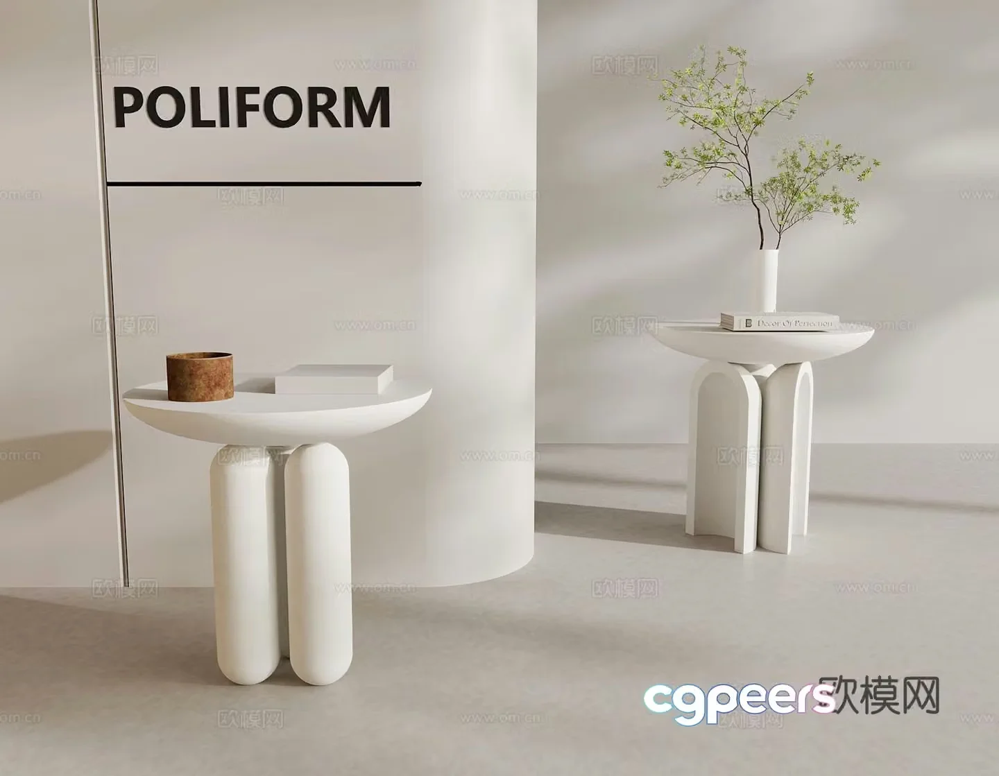 Modern round table side table 3d model
