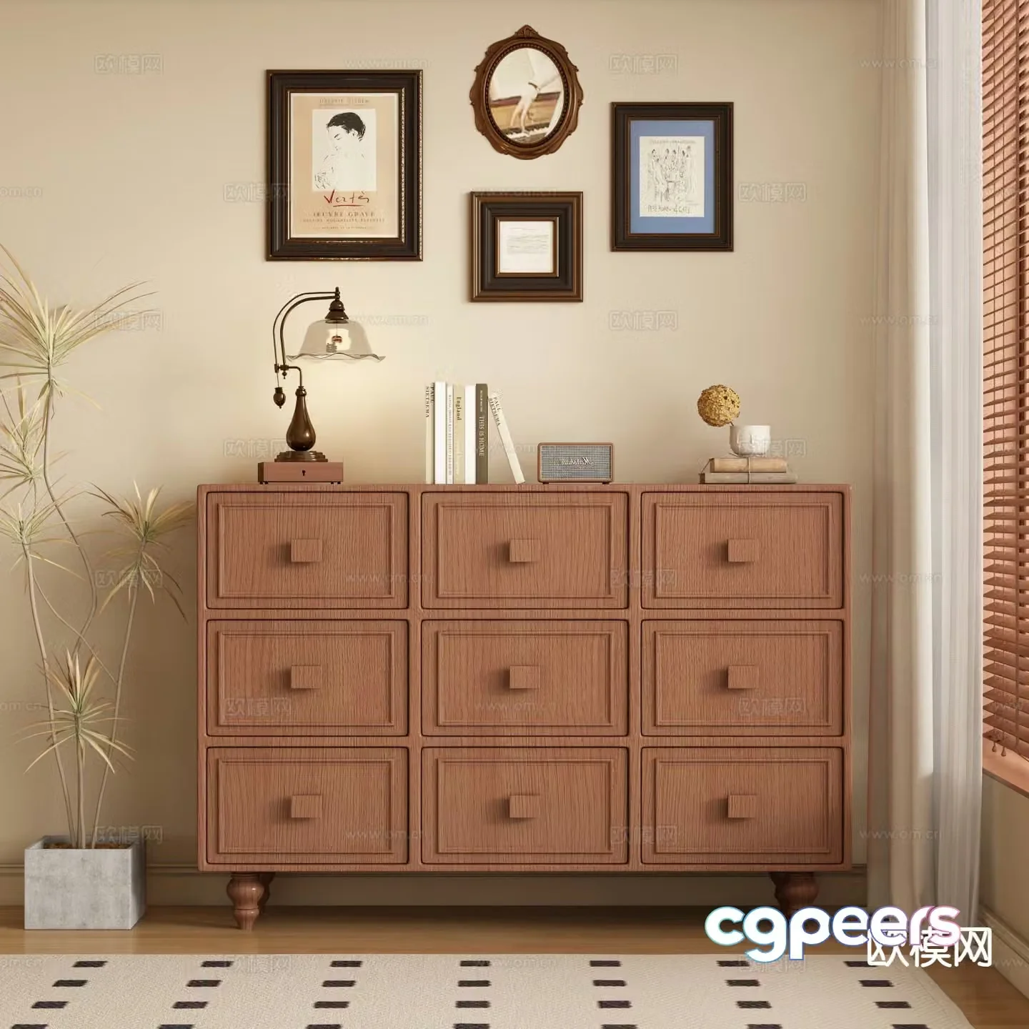 Medieval style entrance cabinet 3D model