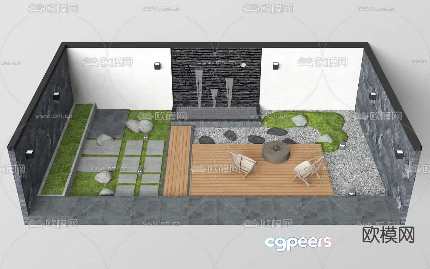 Courtyard landscape garden 3d model
