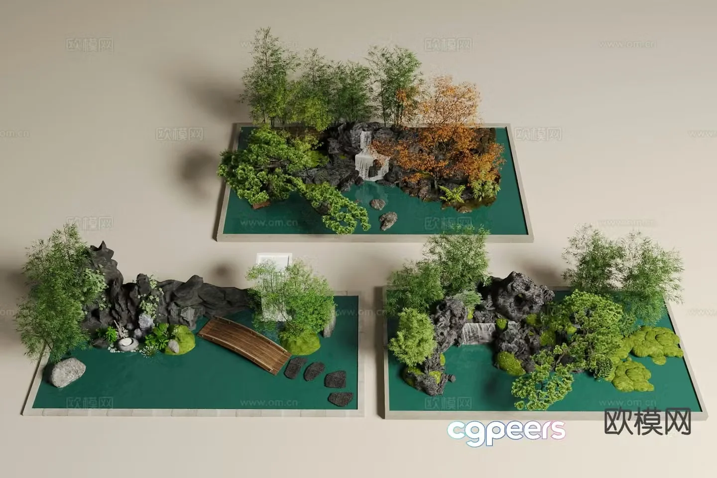 Chinese rockery landscape courtyard landscape sketch 3D model