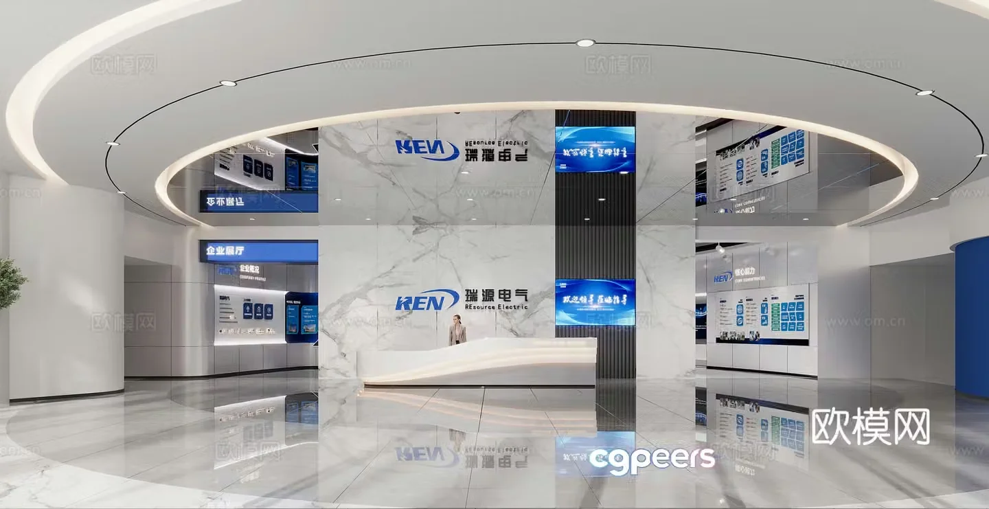 Modern corporate reception hall 3d model
