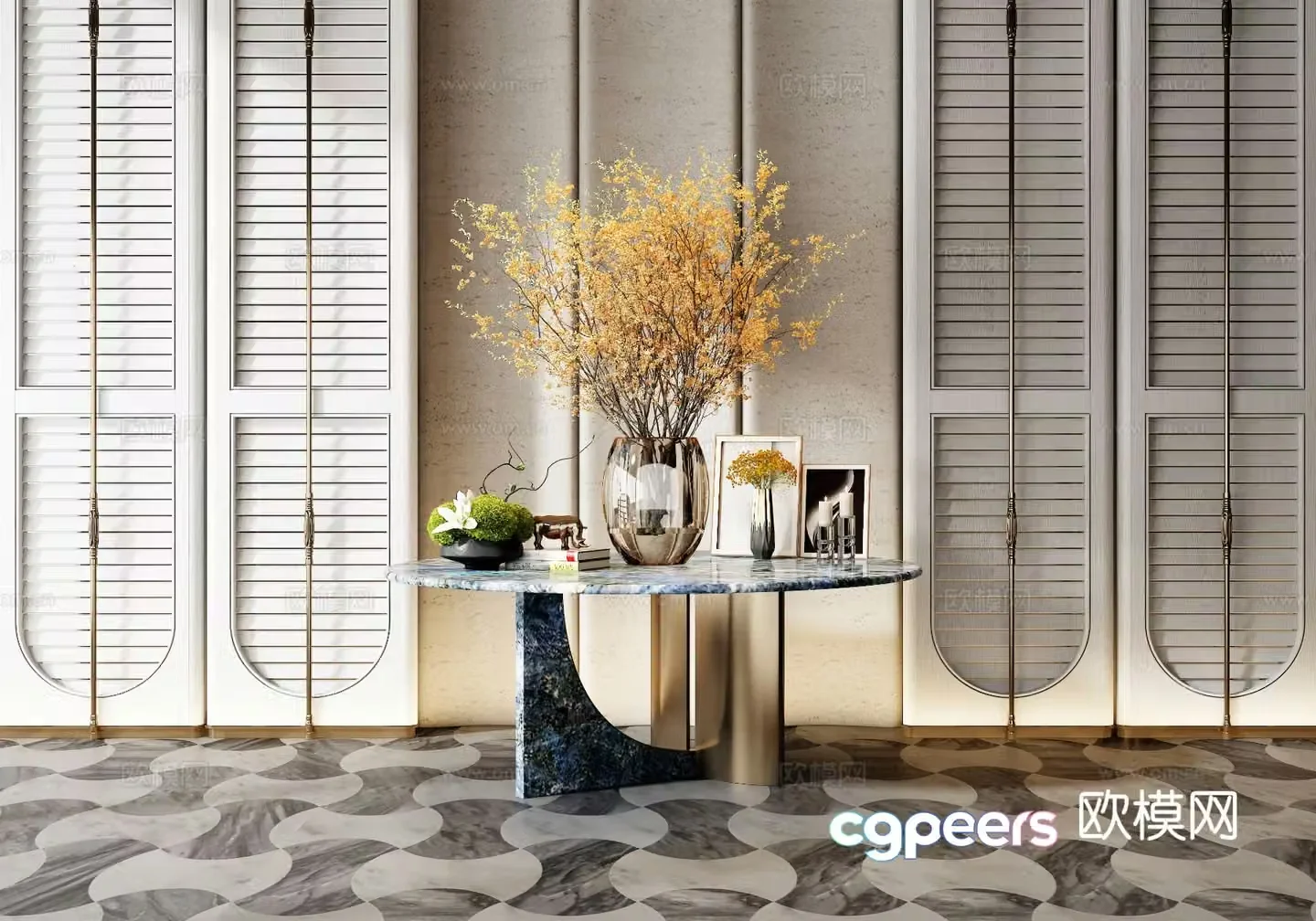 Light luxury end view terrace 3D model
