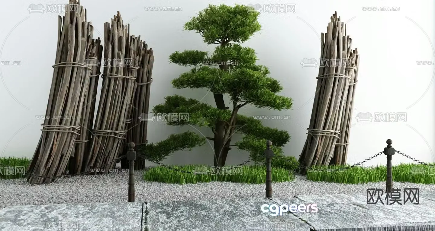 Courtyard landscape sketch 3D model