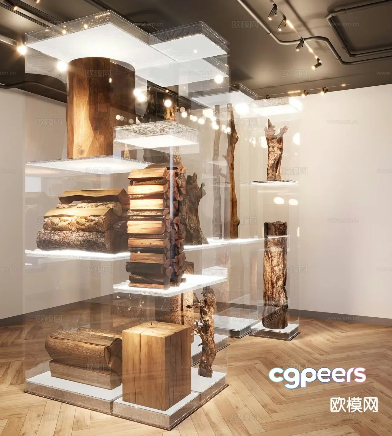 Indoor landscape wood landscaping 3d model