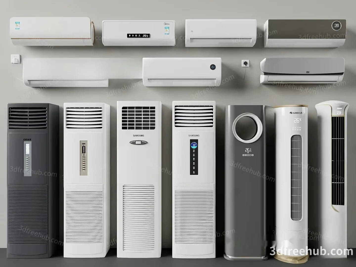 A Collection Of Air Conditioners 3D Model – 19592 – VRAY Render