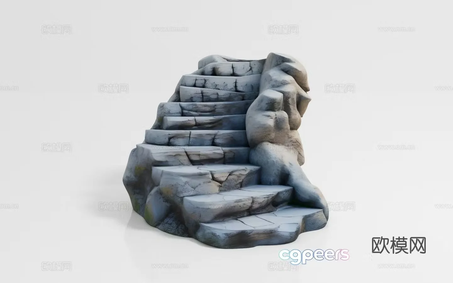Stone staircase cartoon style animation image step stone beauty props activity scene travel 3d model