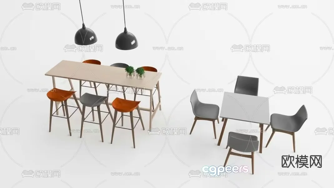 Modern Dining Table 3D Model – 874 – VRAY Render