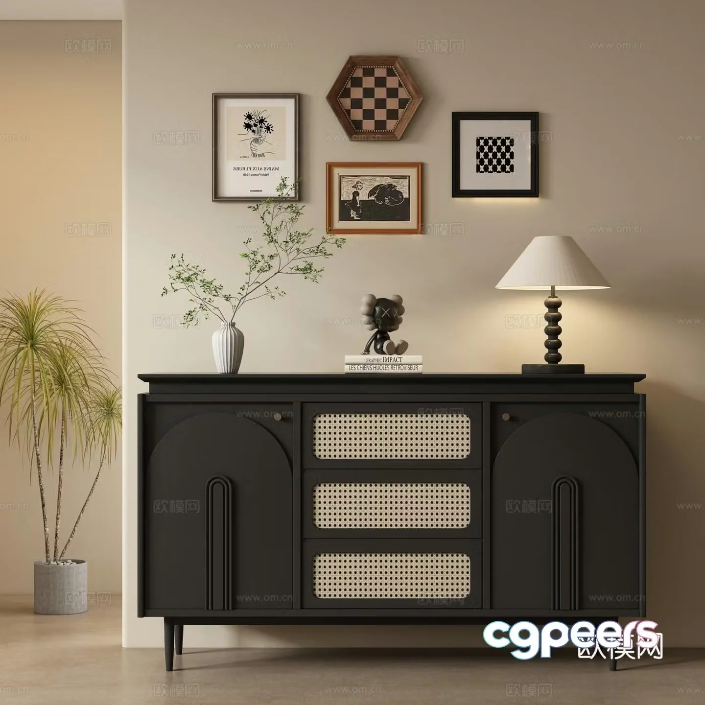 French entryway cabinet 3d model