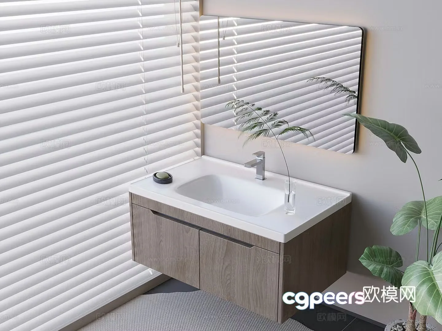Hanging bathroom cabinet smart mirror cabinet toilet in the ceramic table 3D model