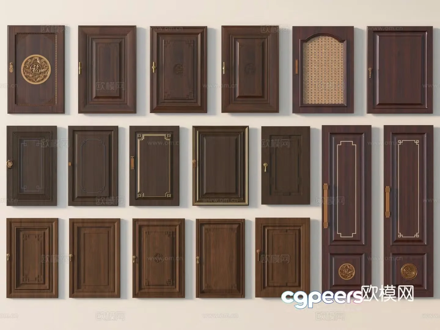 Chinese cabinet door cabinet door solid wood cabinet door rattan cabinet door 3d model