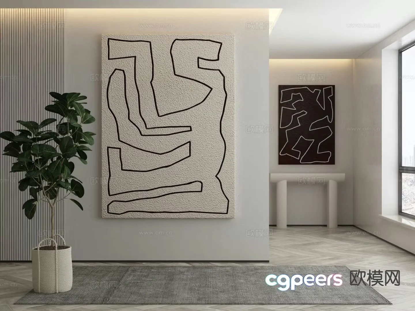 Modern decorative painting abstract hanging painting 3d model