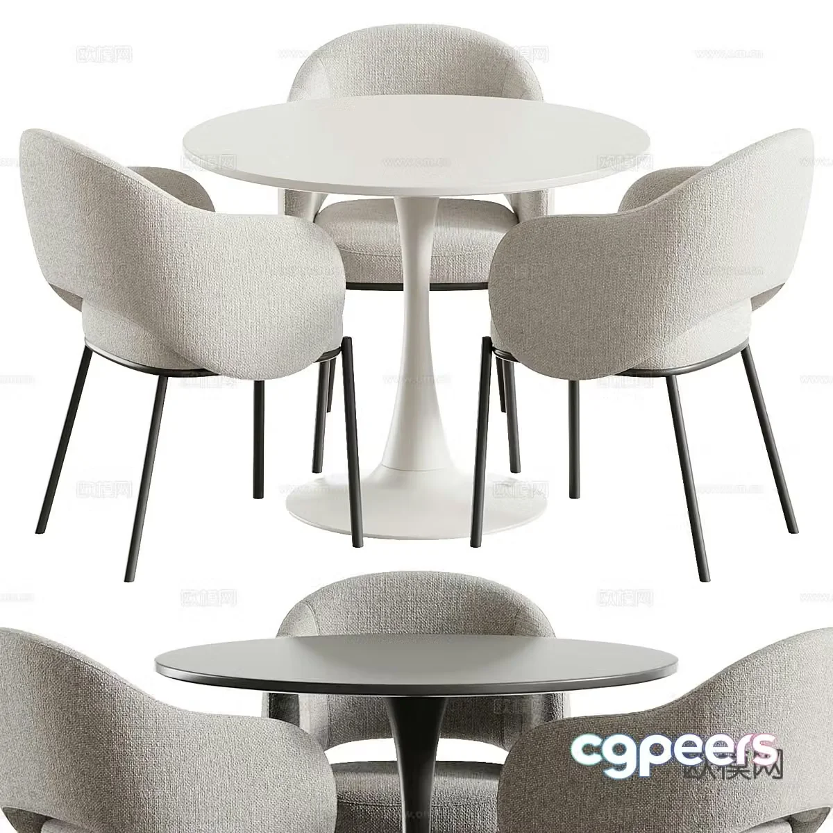 Modern casual table and chair negotiation table and chair 3D model