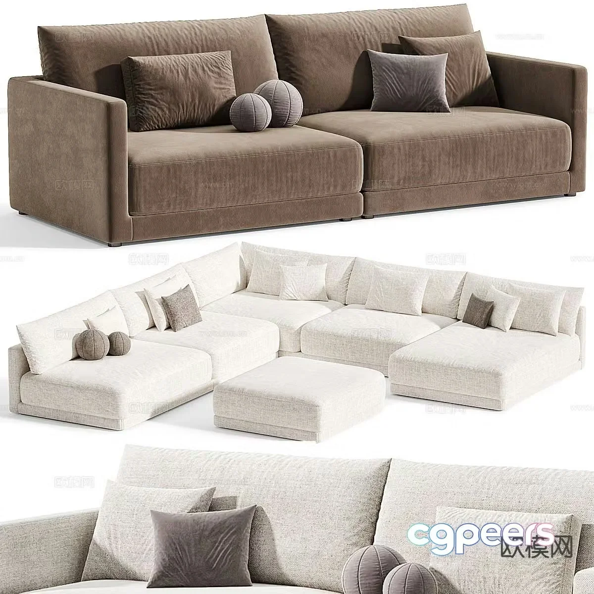 Modern multi-seater sofa corner sofa 3d model