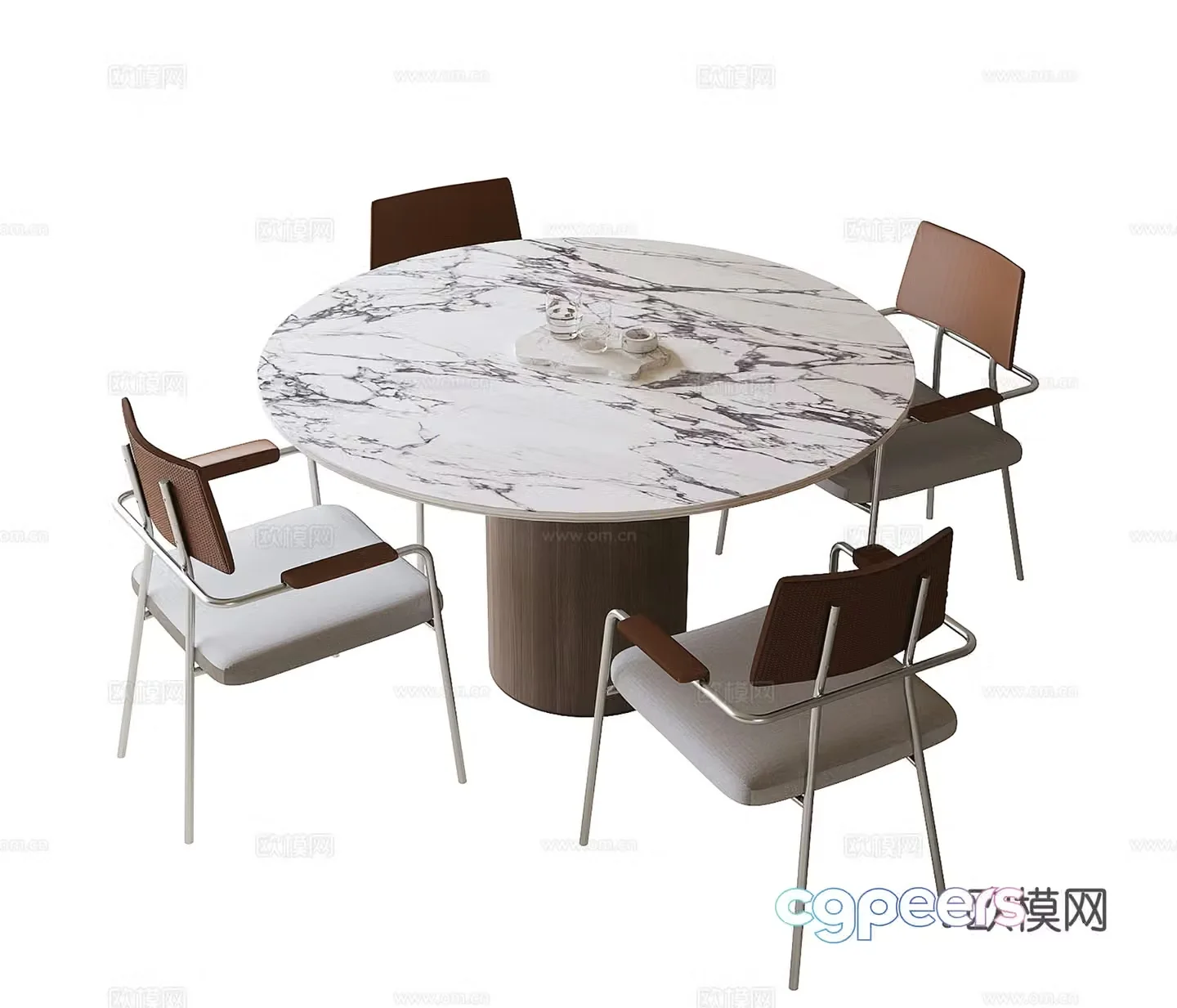 Modern dining table and chair dining chair round dining table 3d model
