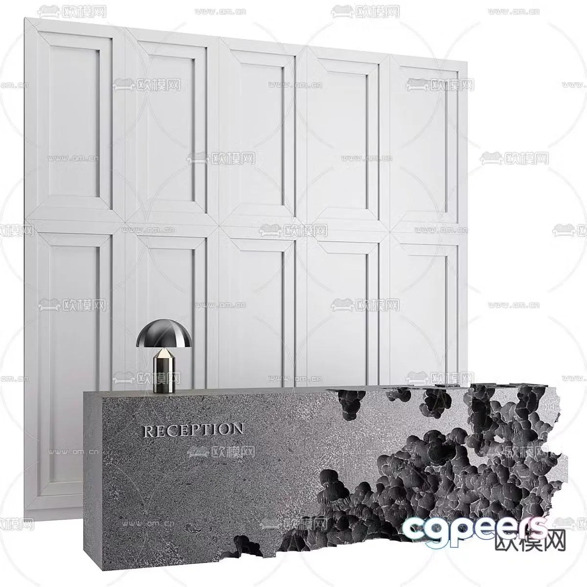 Advanced gray front desk reception desk service desk information desk 3D model