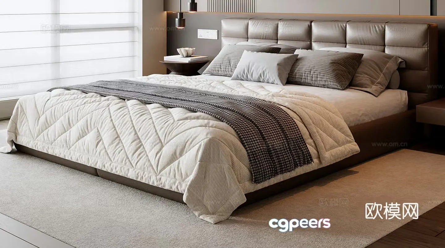 Italian double bed 3d model
