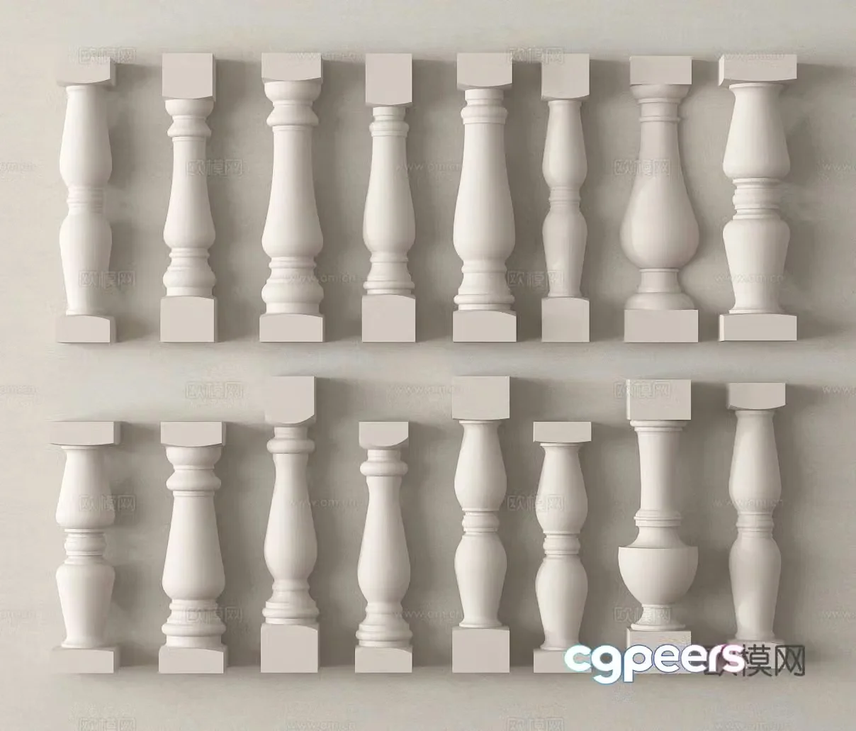 European columns bottle columns railing columns guardrail columns 3D model