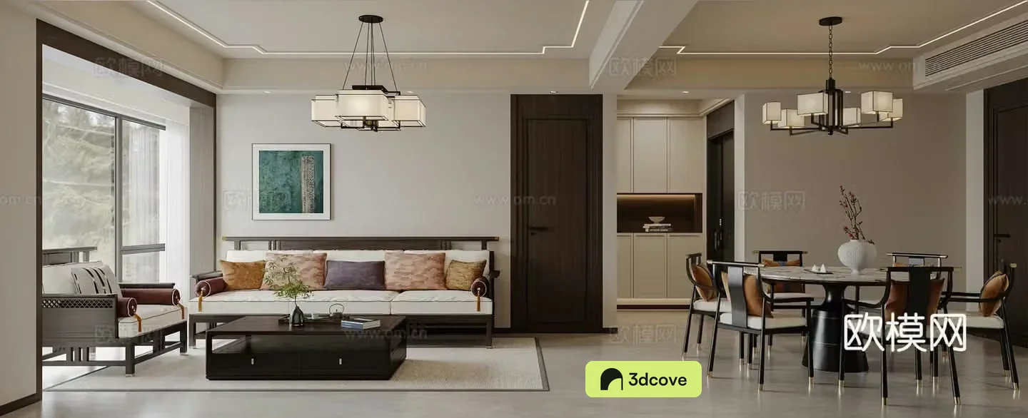 New Chinese style living and dining room