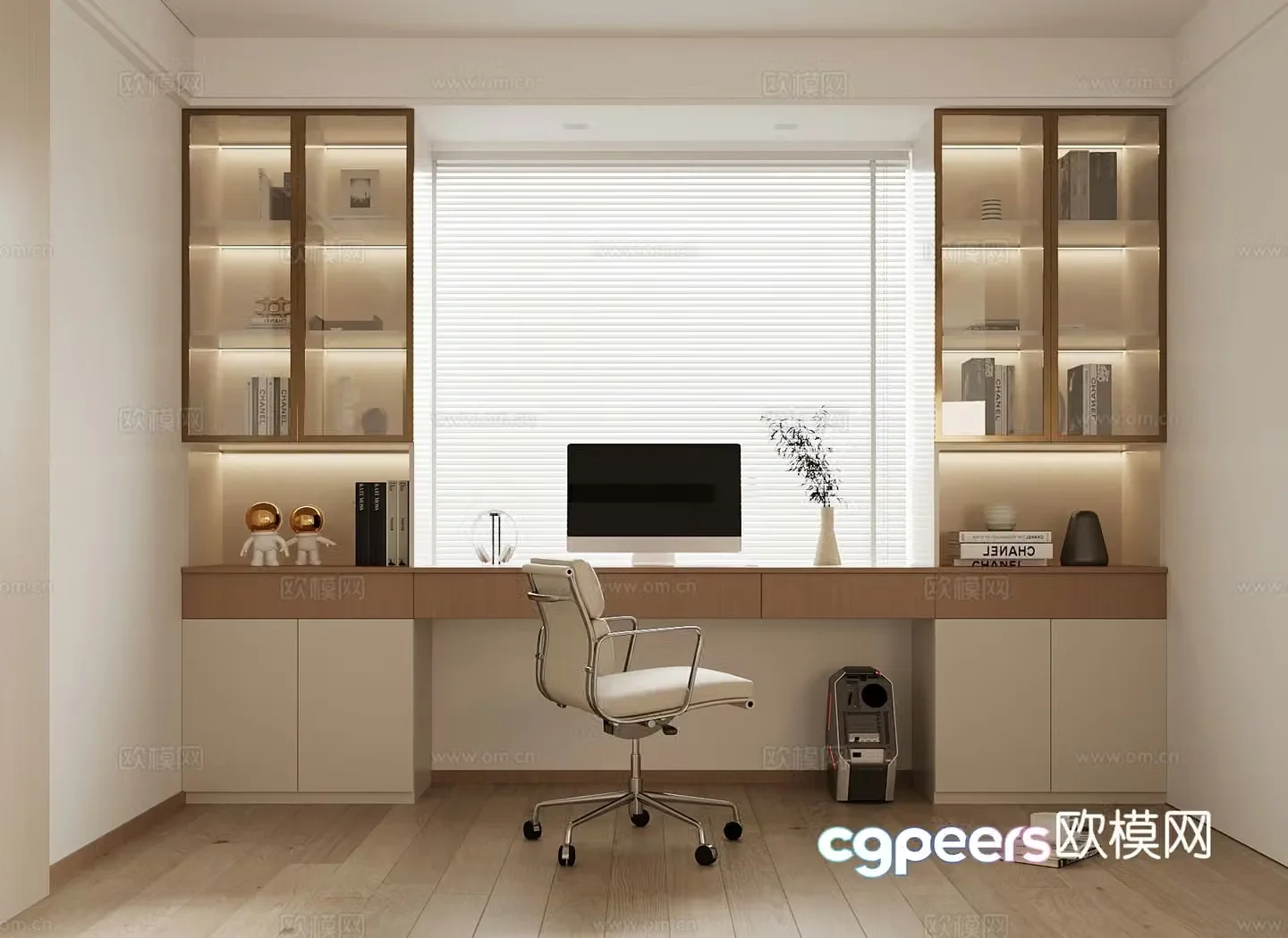 Modern desk integrated cabinet bay window cabinet 3d model