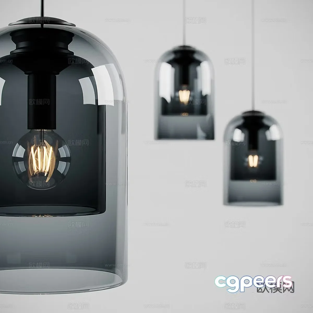 Modern glass chandelier 3d model