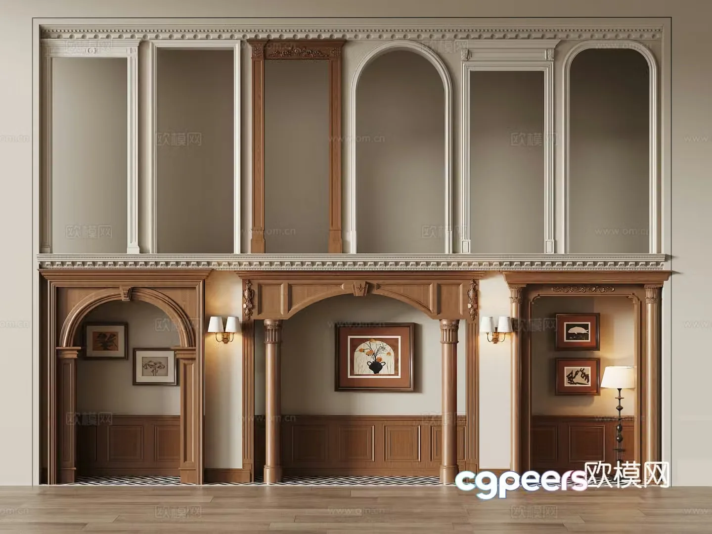 Door cover pass arch door hole wall panel carved door lintel 3D model