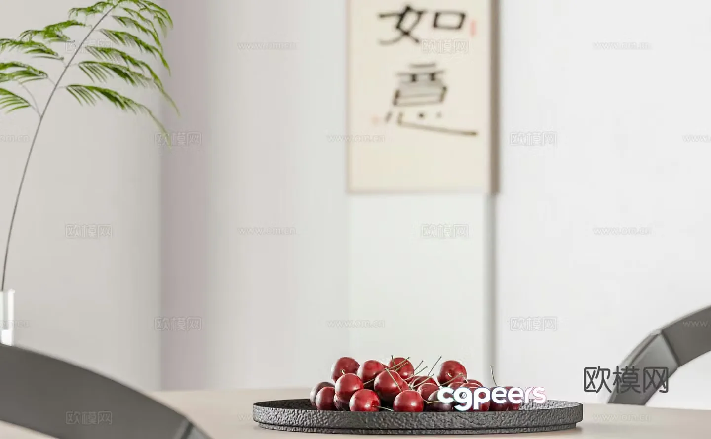 fruit fruit plate cherry 3d model