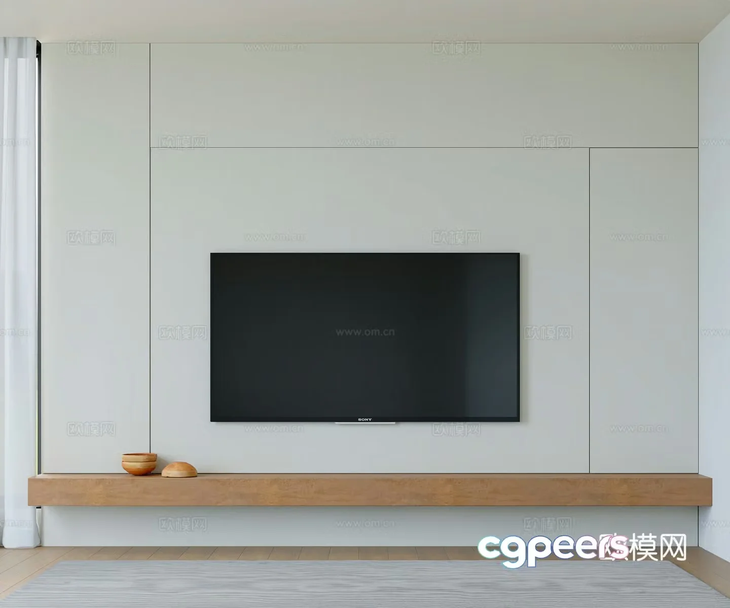 Modern TV background wall 3d model