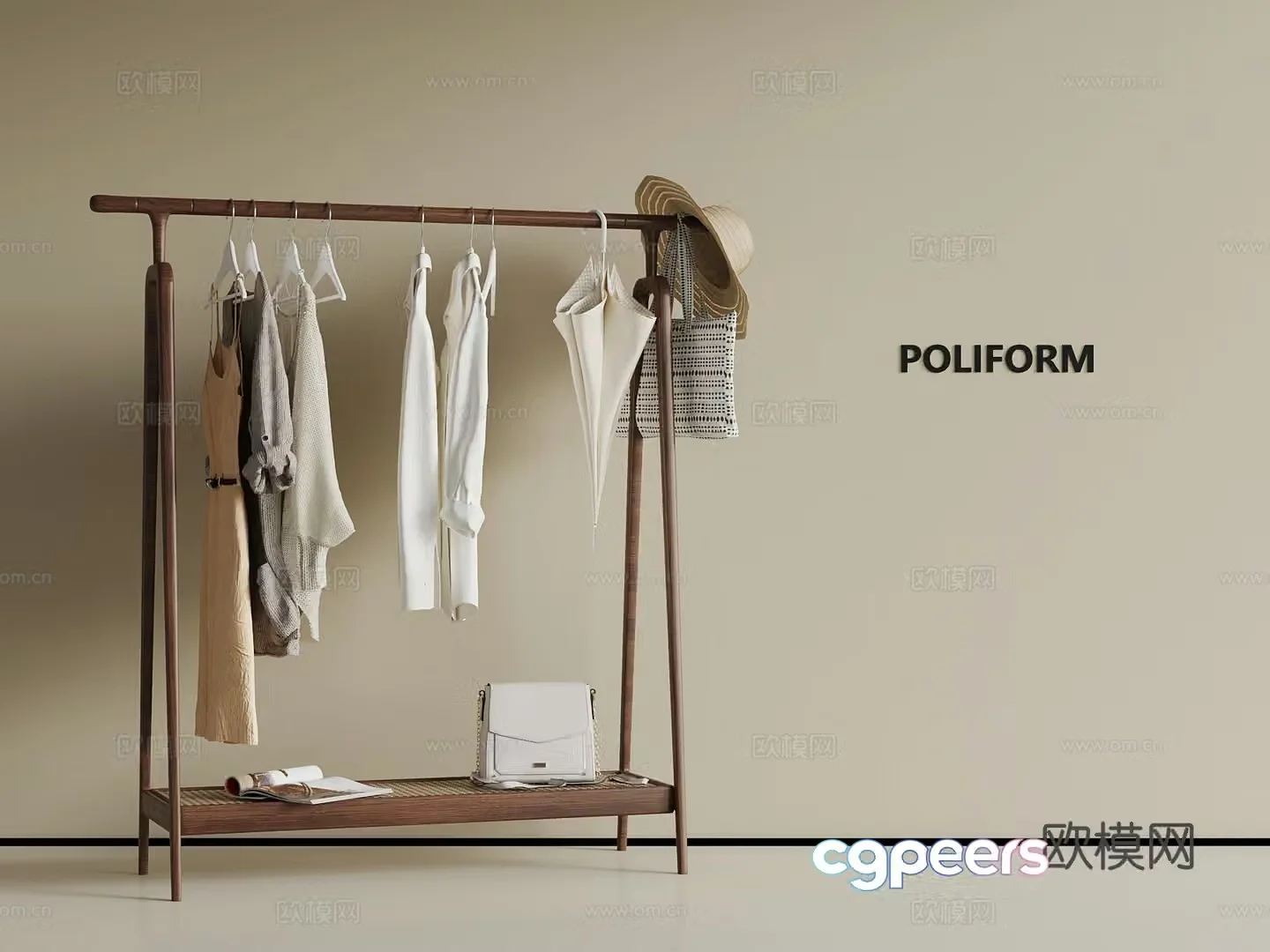 Middle-aged windbreaker hanger 3d model