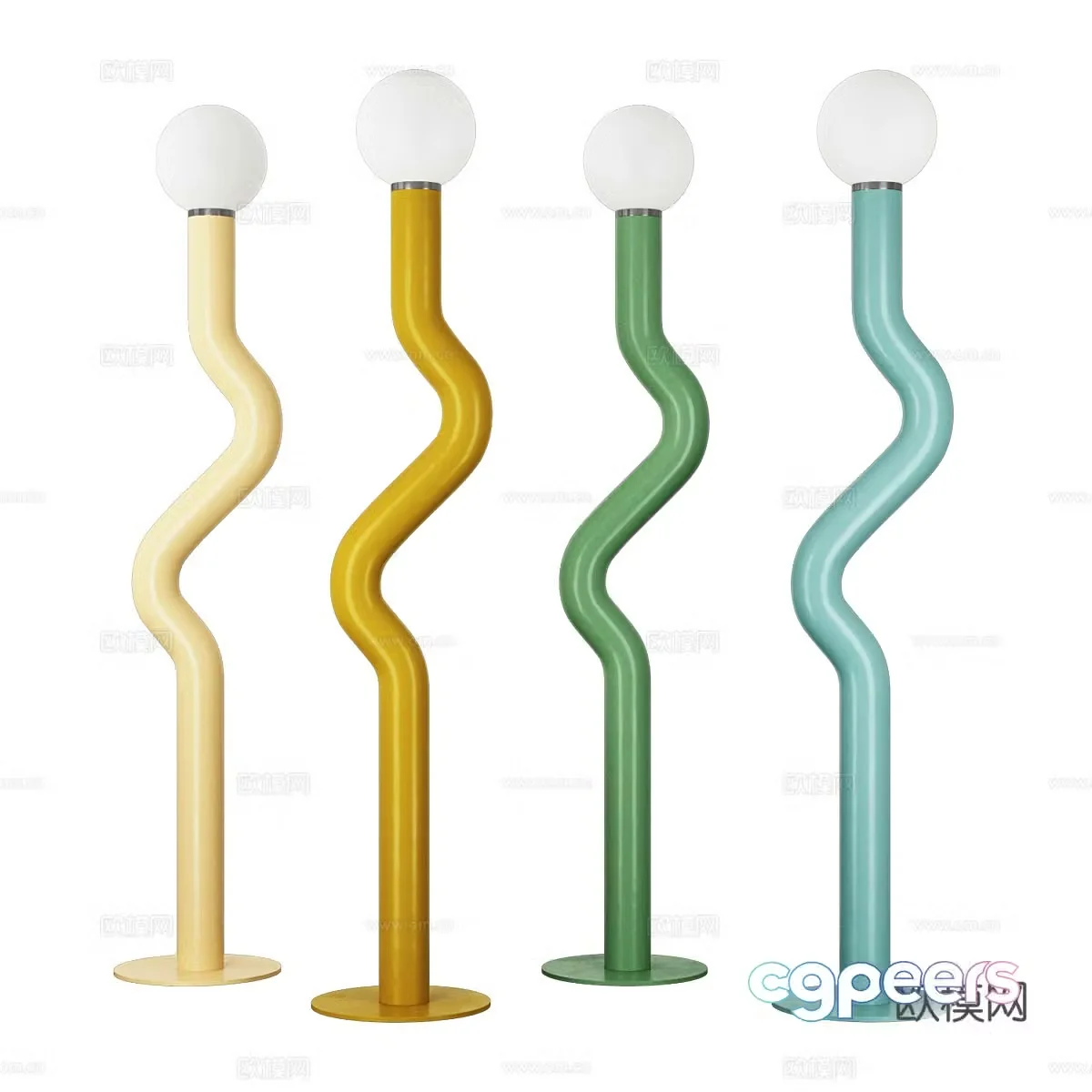 Modern metal floor lamp 3d model