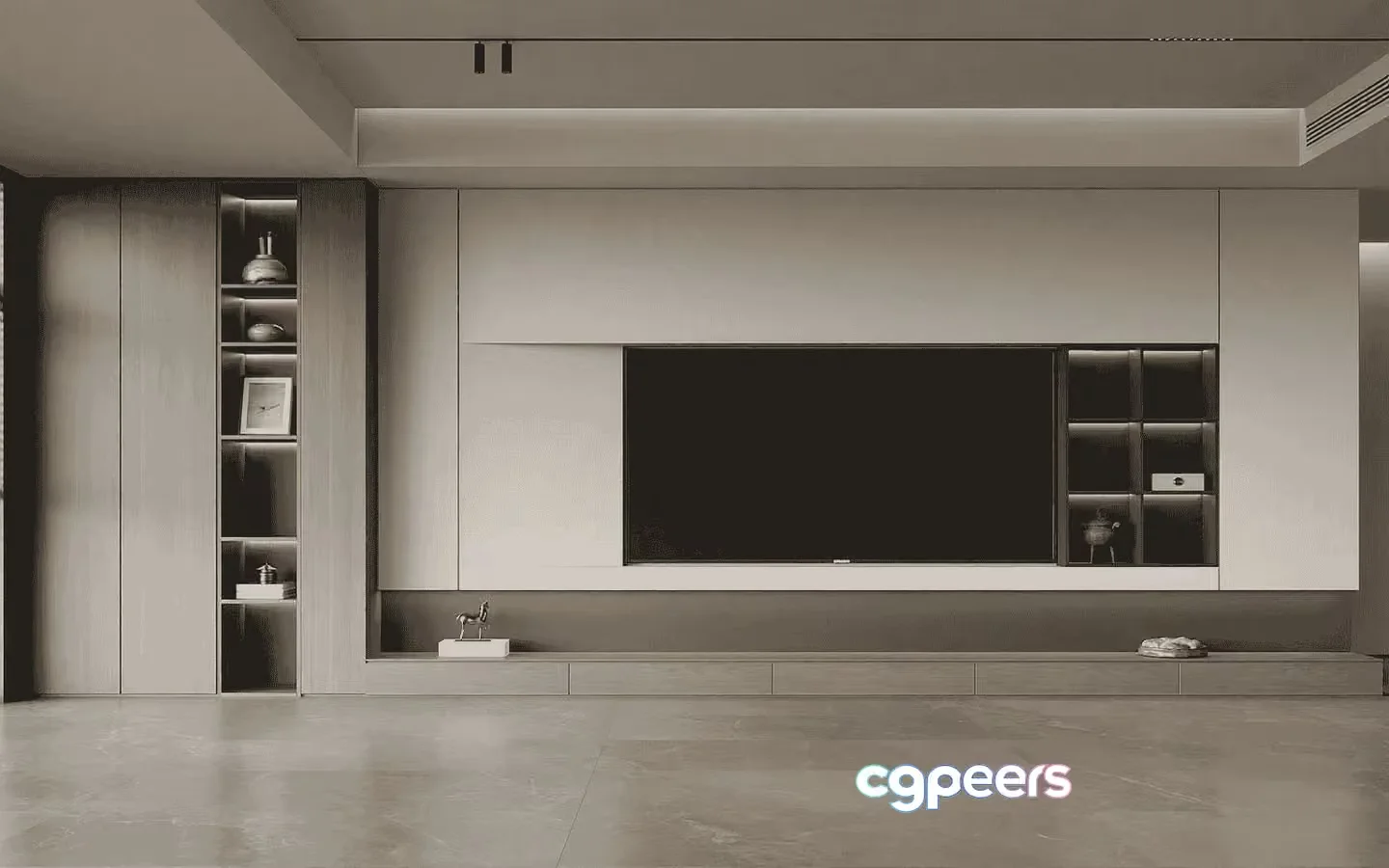 Modern Entertainment Center 3D Model – 11363 – VRAY Render