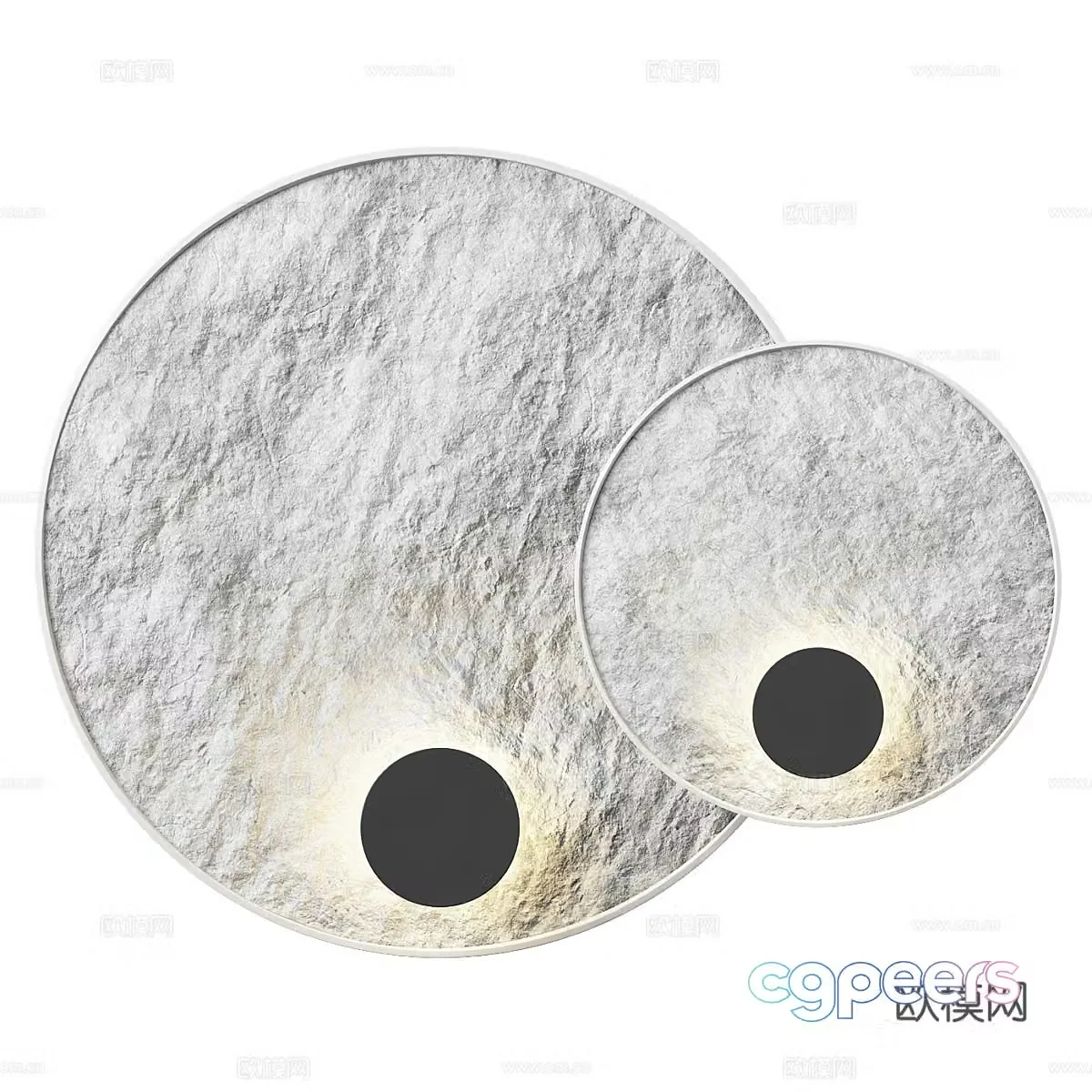 New Chinese light luxury round resin wall lamp 3D model
