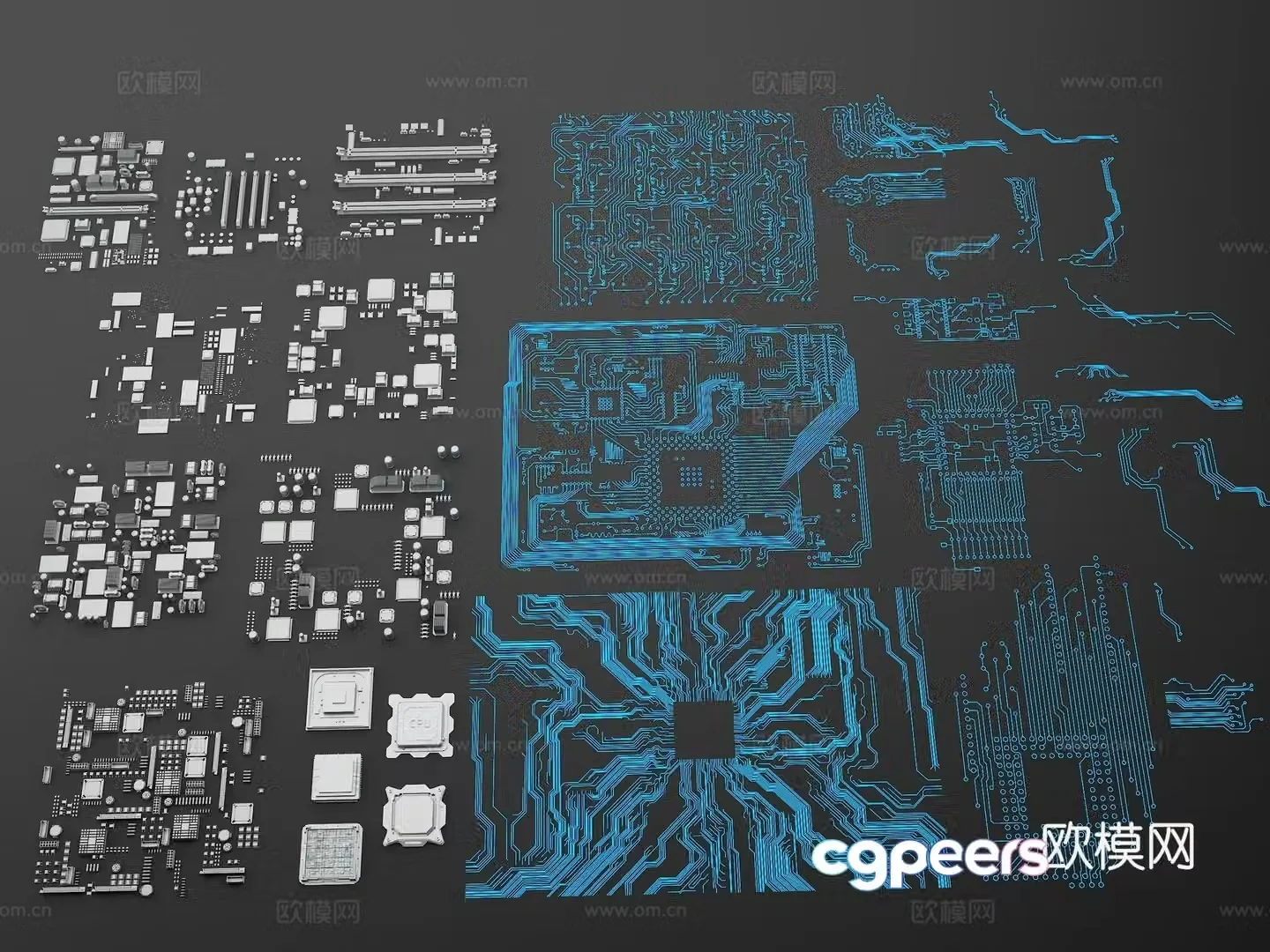 Circuit board motherboard accessories computer configuration AI chip 3d model