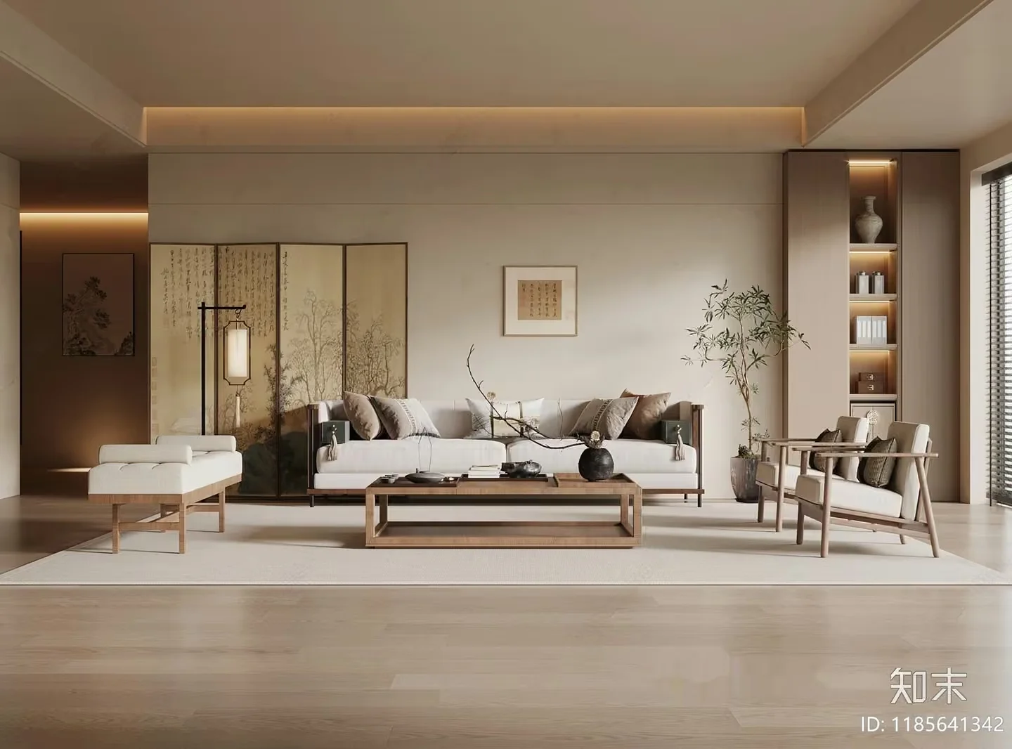 Modern Minimalist Living Room 3D Model – 1207 – VRAY Render