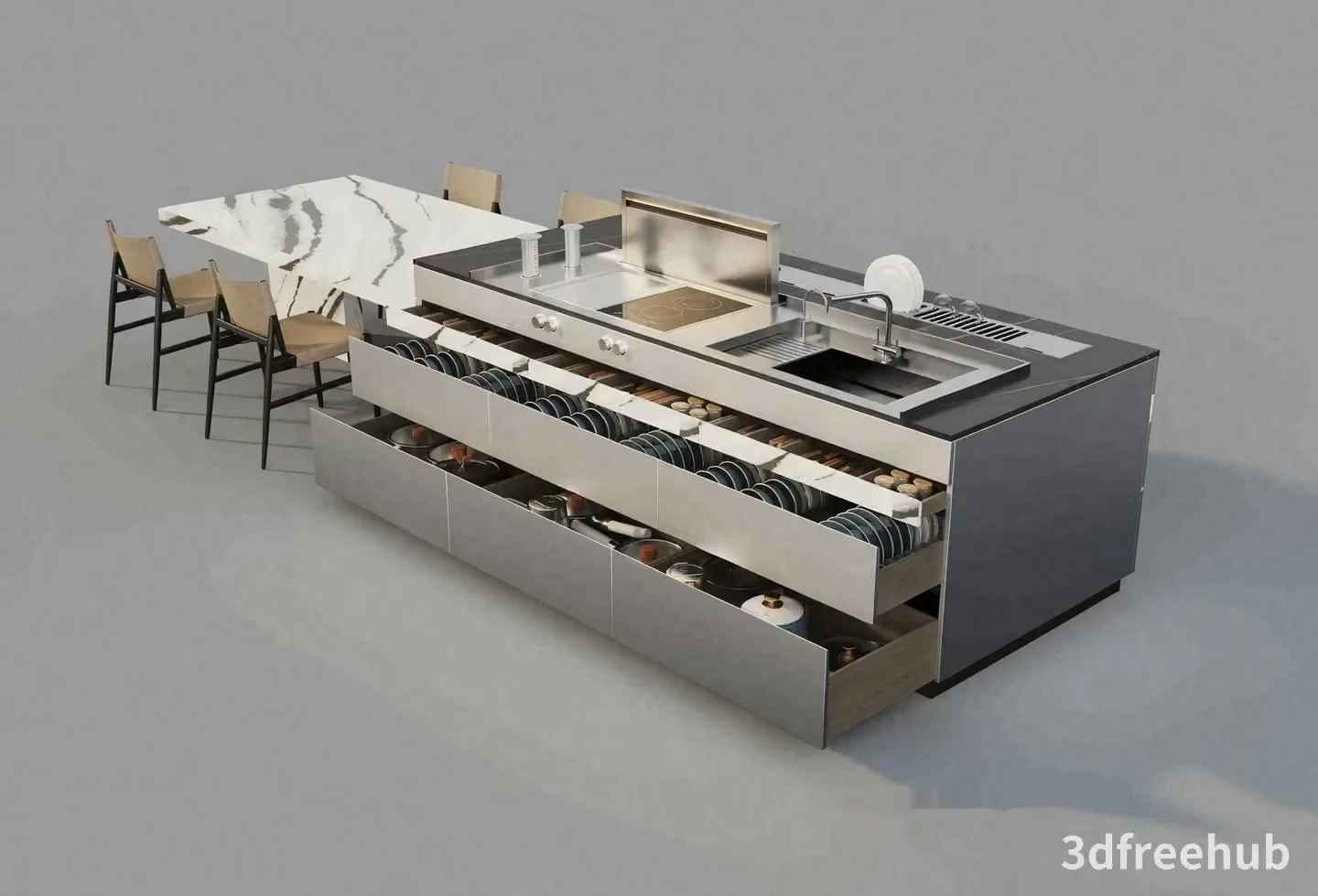 Modern Kitchen Island 3D Model – 21936 – VRAY Render