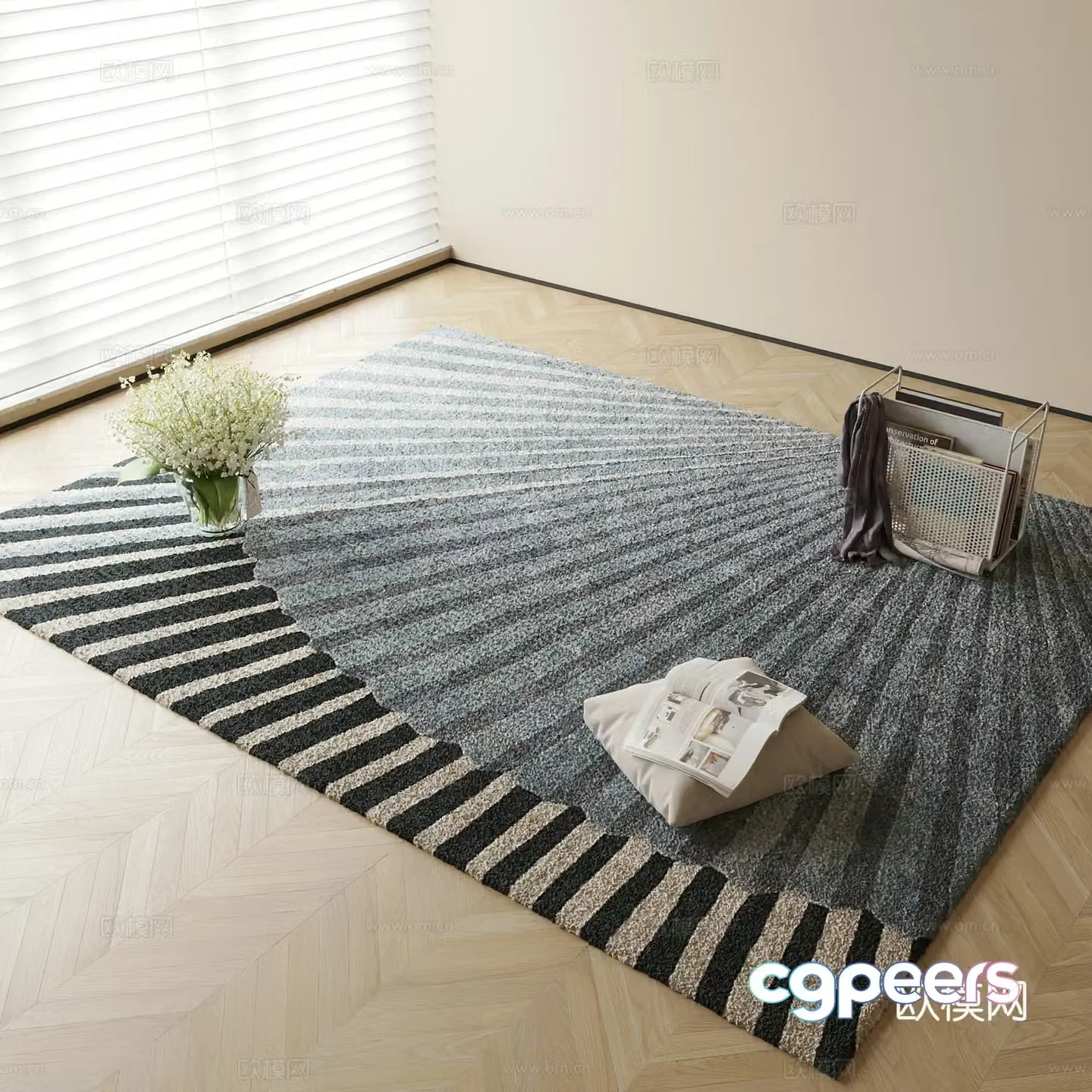 Modern carpet square rug 3d model